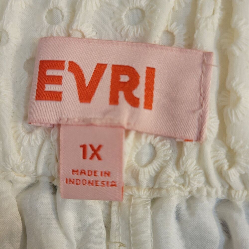 Evri Maxi Skirt Womens Size 1x Eyelet Button-Front Cream Cotton Lined Nwt $68 - Picture 8 of 10